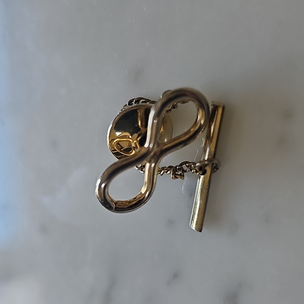 ♨️HP♨️Vintage Infinity Symbol Tie Tack Pin Gold Tone
